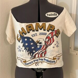 Women's Cream Graphic Crop Top